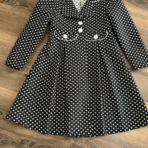 BONNIE Jean Black & White Polka Dot Coat Size 10 - Picture 4 of 12
